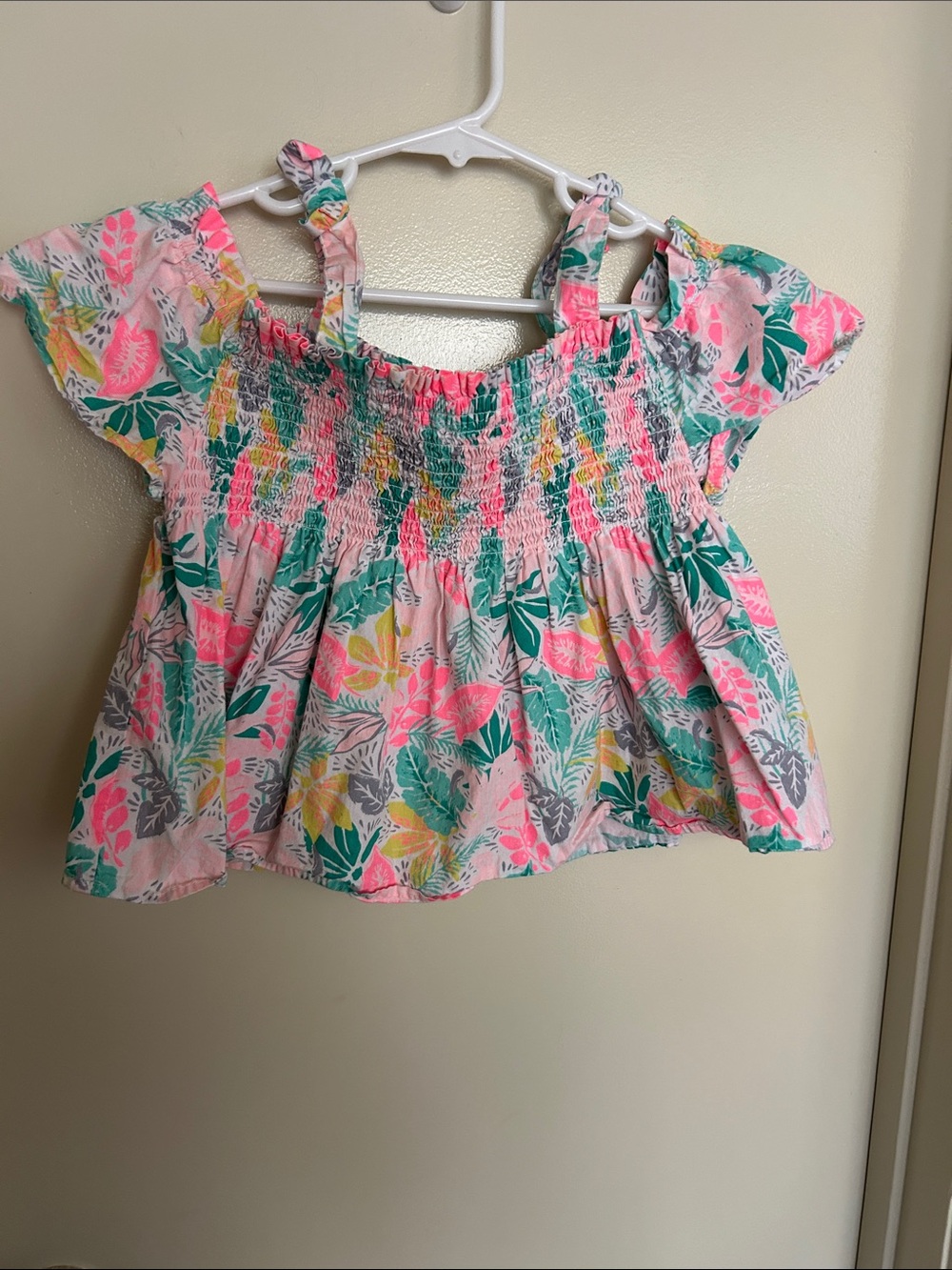 Tommy Bahama Pink Tropical Smocked Off-Shoulder Top with Straps